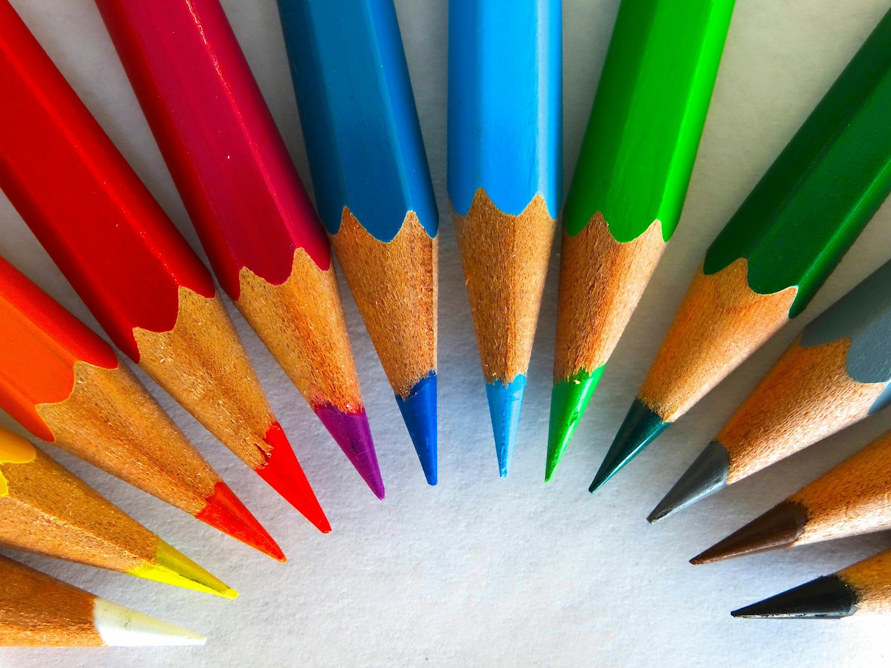 green red yellow colored pencil